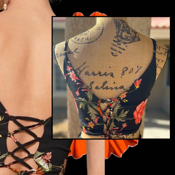 Lulus Bloom With a View Black Floral Print Two-Piece Maxi Dress Size XL - Picture 5 of 14